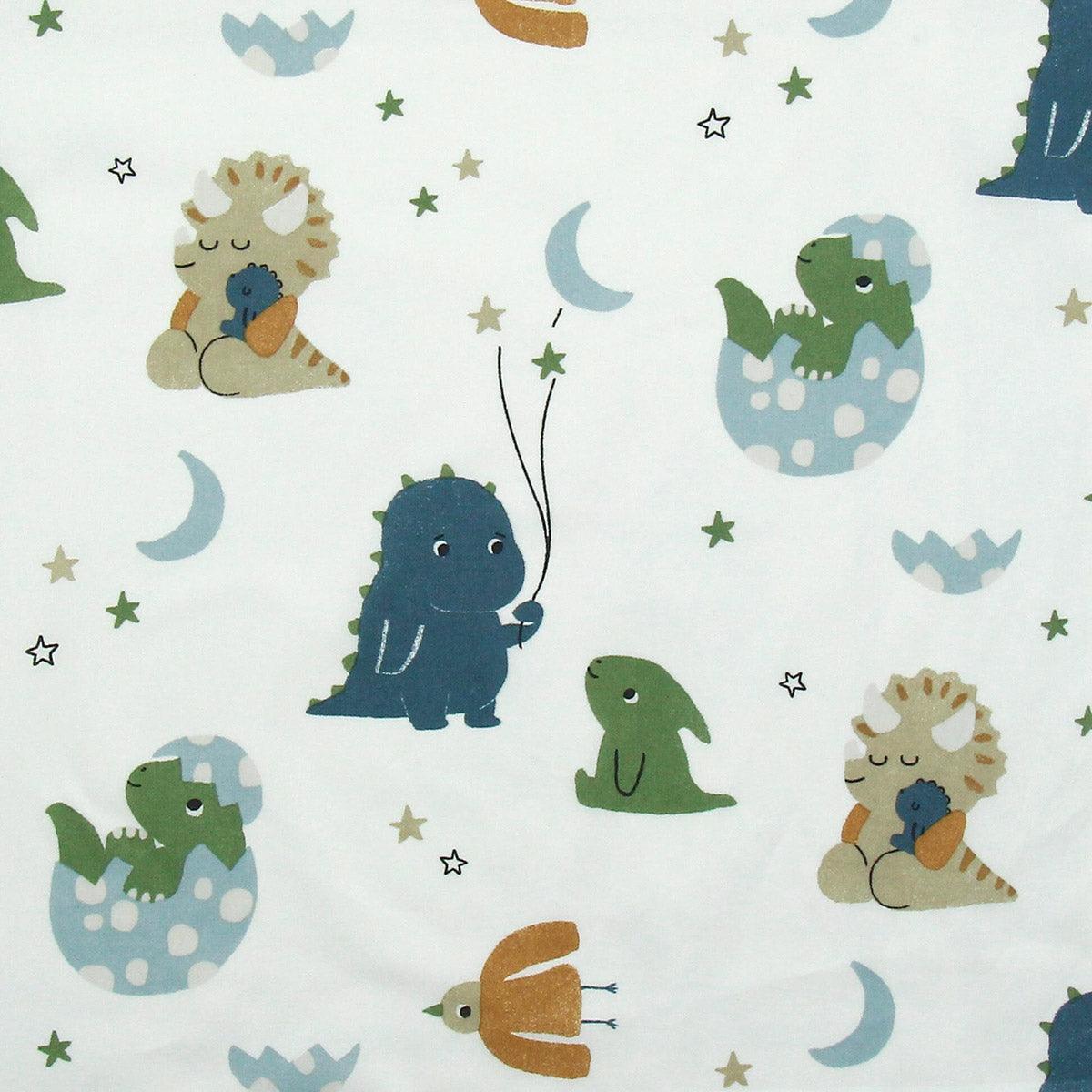 Tissu popeline de coton - Dinosaures et étoiles