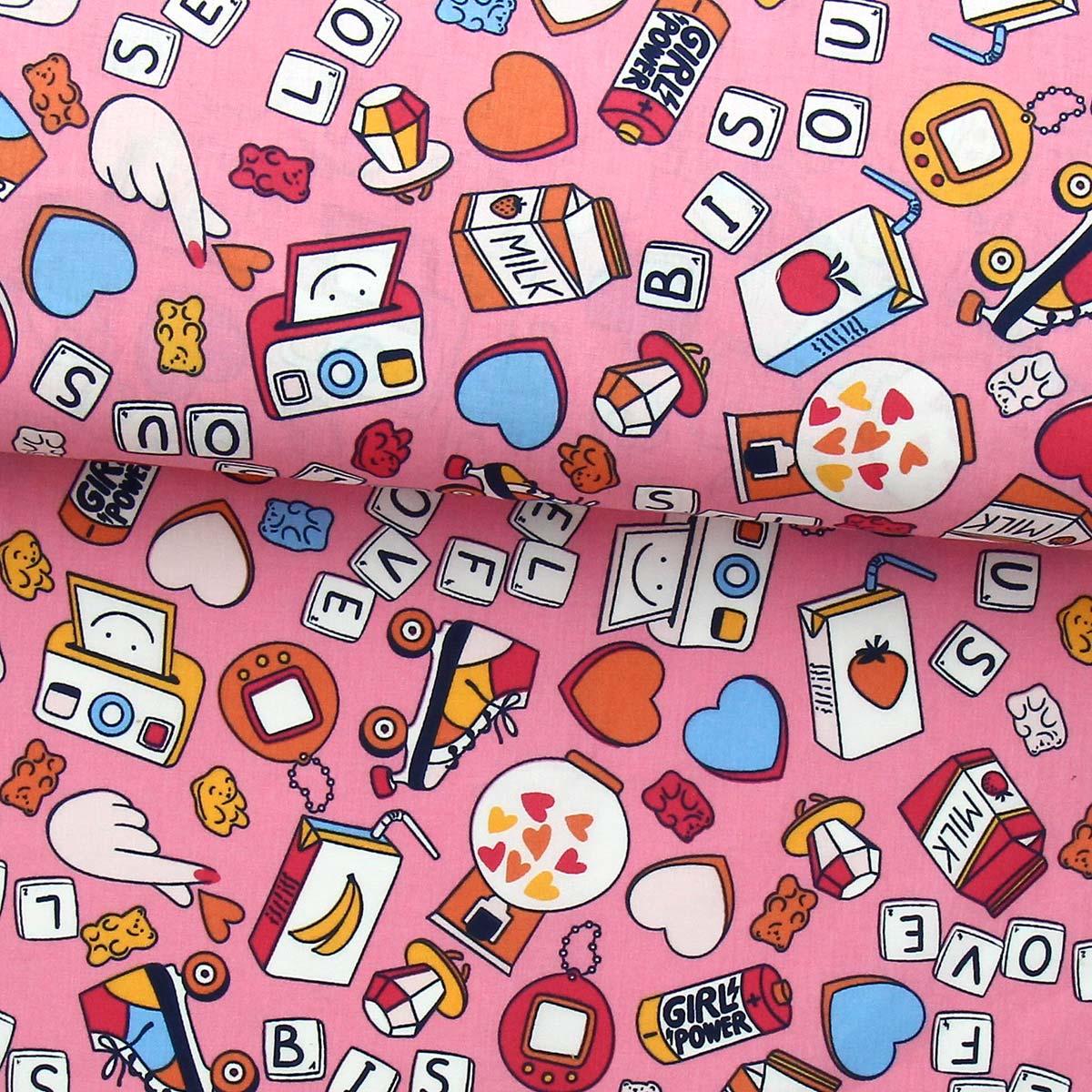 Cotton poplin fabric - Girl Power Pink