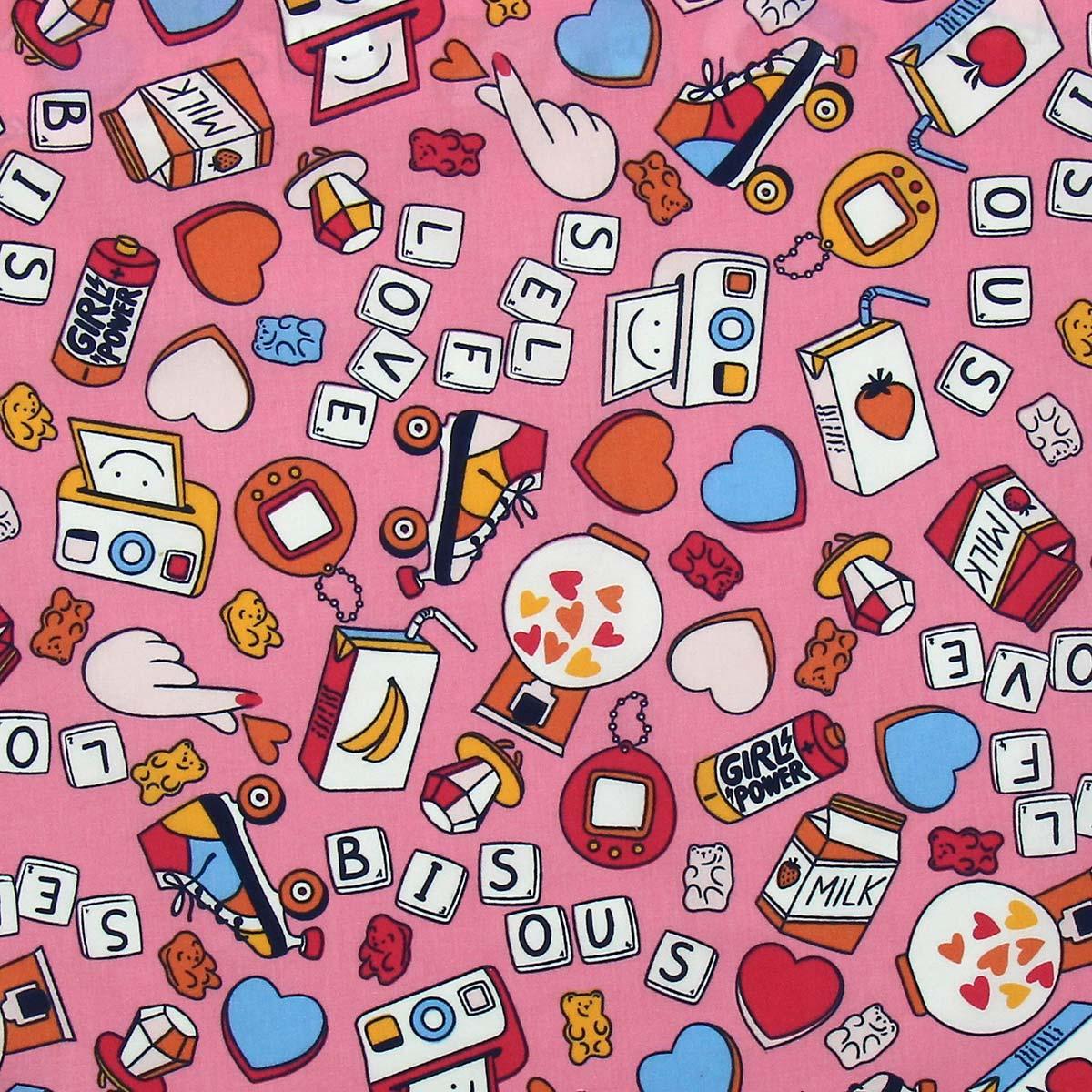 Cotton poplin fabric - Girl Power Pink