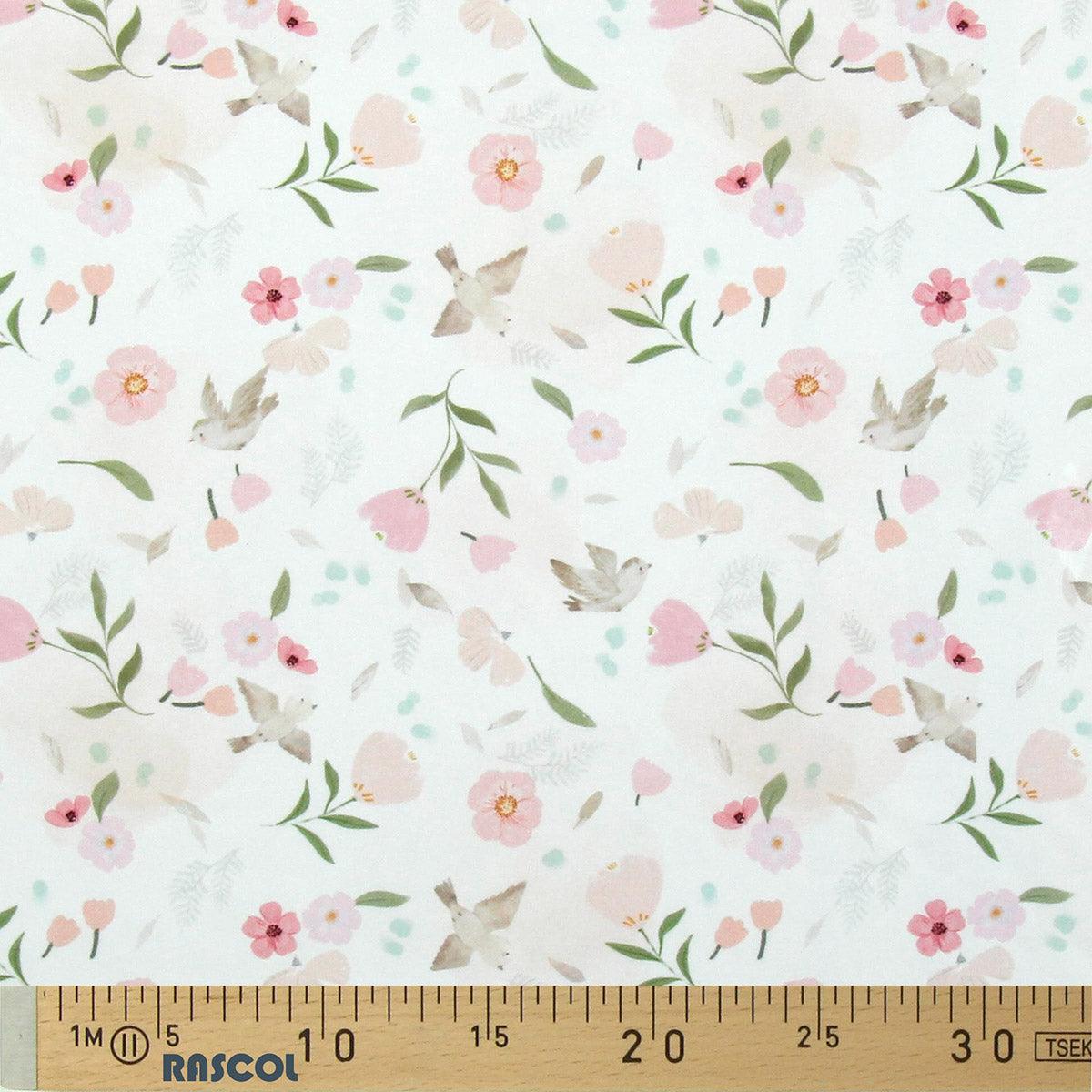 Cotton poplin fabric - White and pink loan