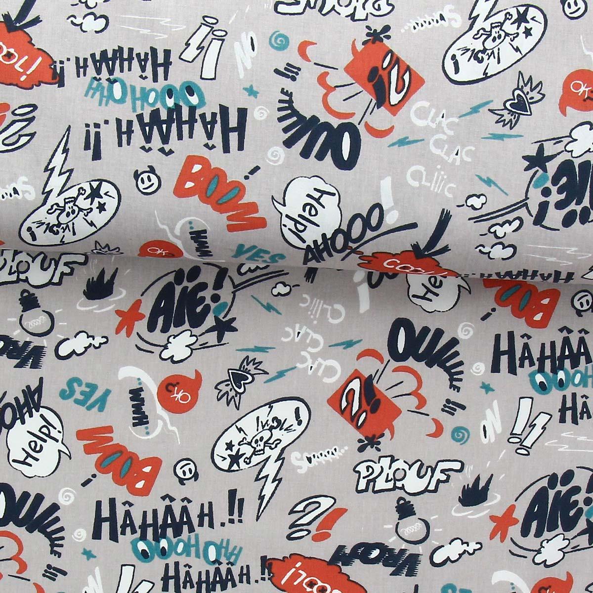 Cotton poplin fabric - Cool gray and blue