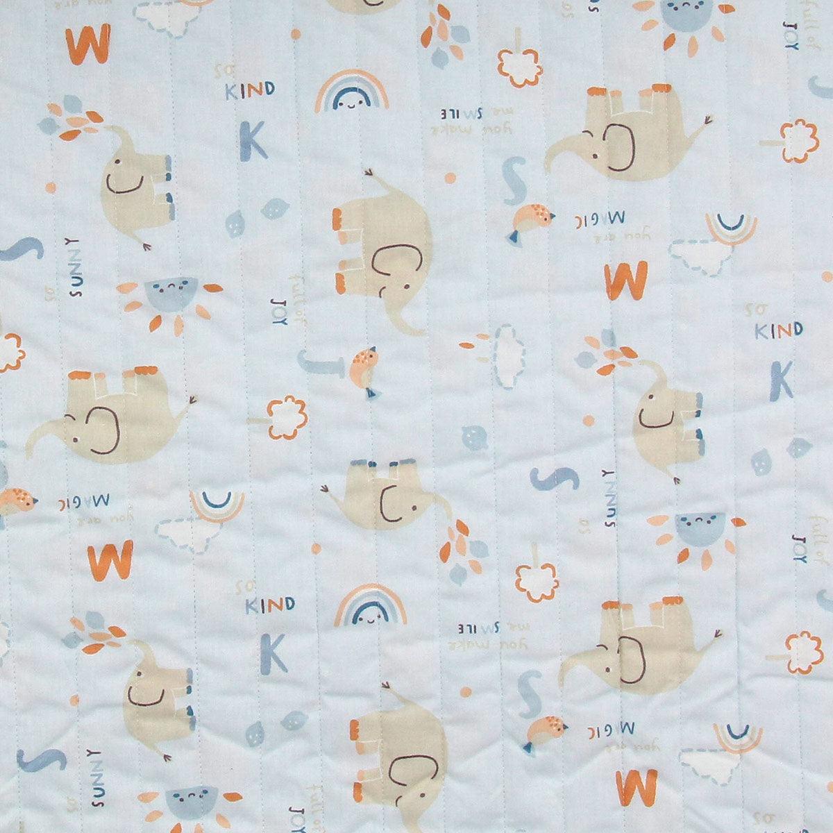 Cotton fabric Matelassé - Elephant and turtle