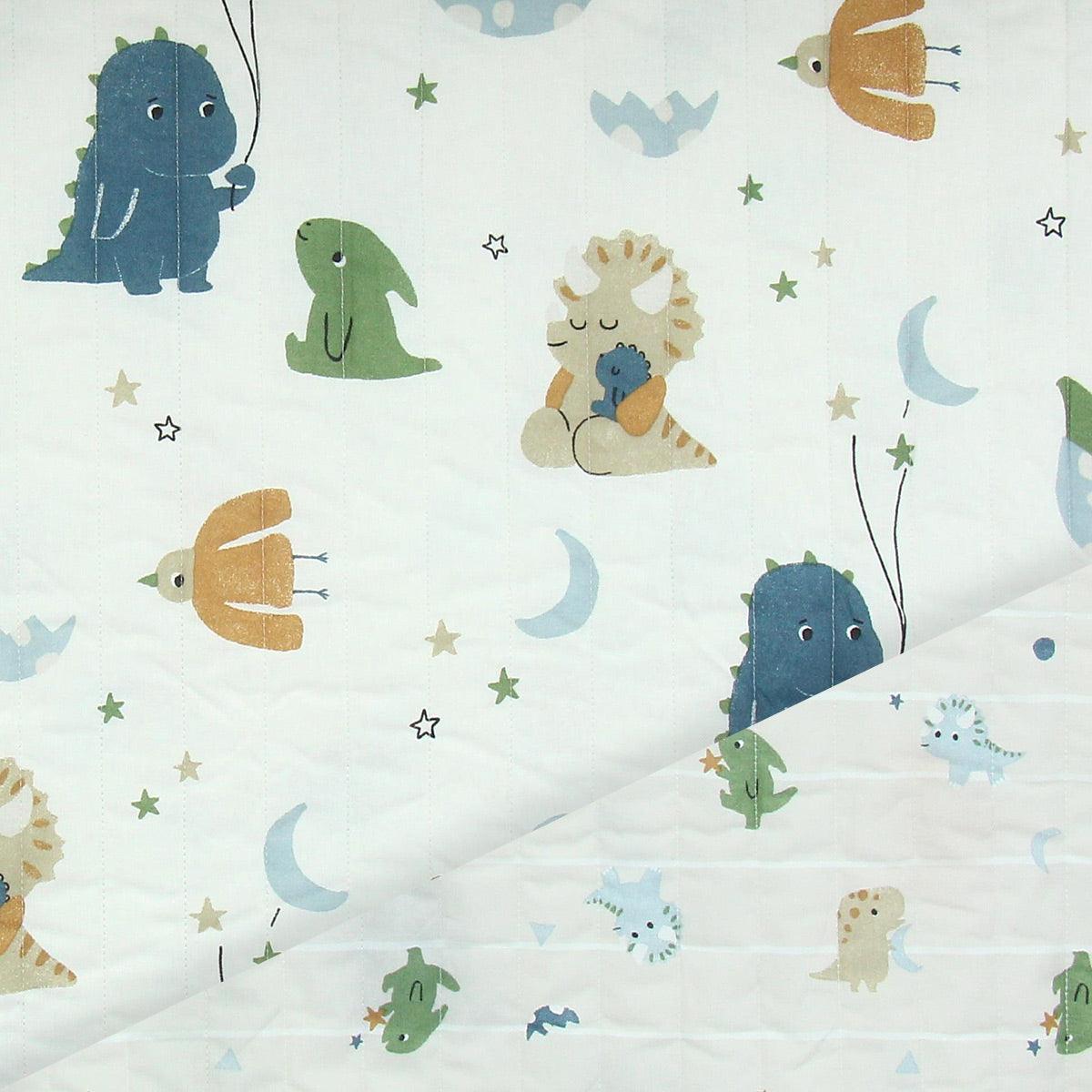 Cotton fabric Matelassé - Dragons and stars