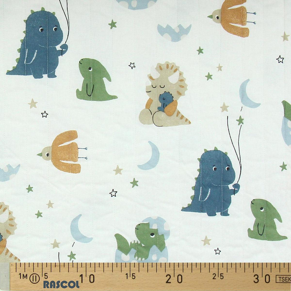 Cotton fabric Matelassé - Dragons and stars