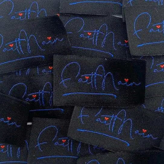 Set of 5 labels woven to handmade sewing - Black and navy blue