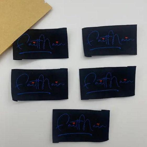 Set of 5 labels woven to handmade sewing - Black and navy blue