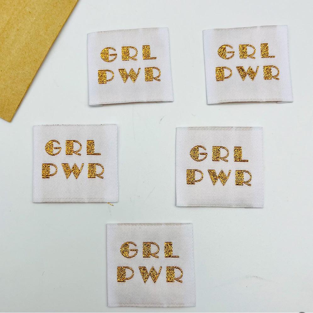 Set of 5 labels woven to sewing girl power