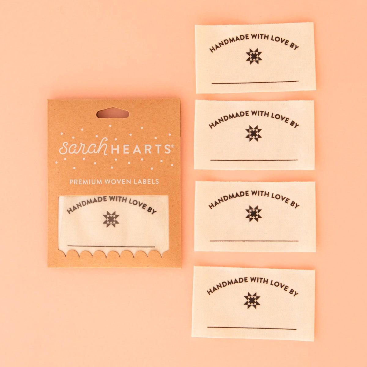 Set of 4 woven labels - handmade with love by