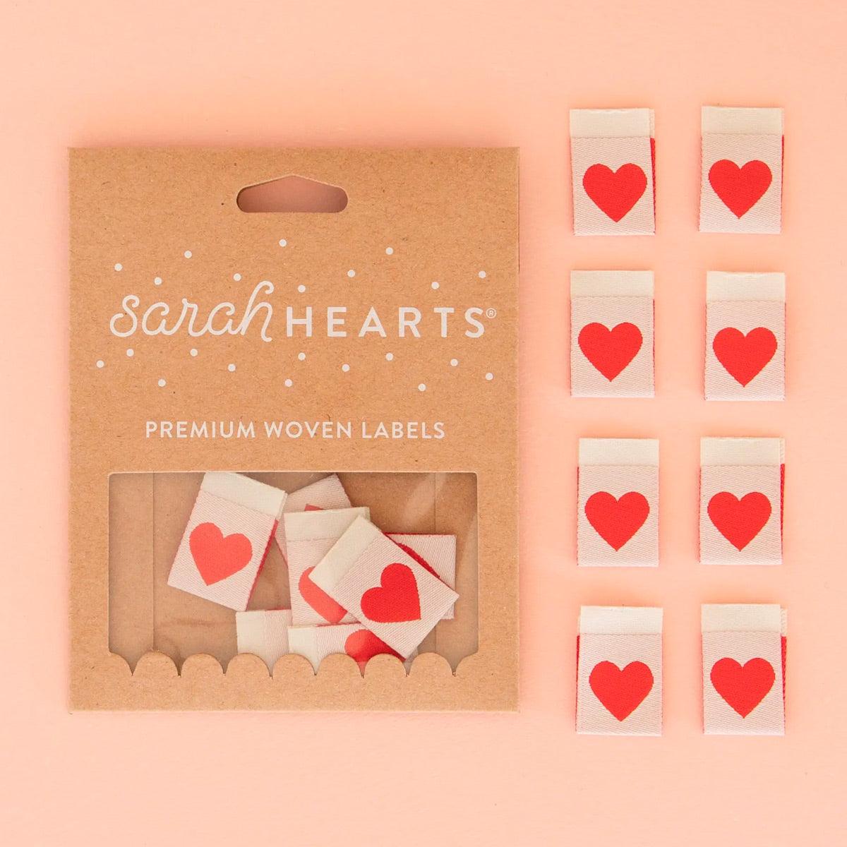 Set of 8 woven labels - Red Heart