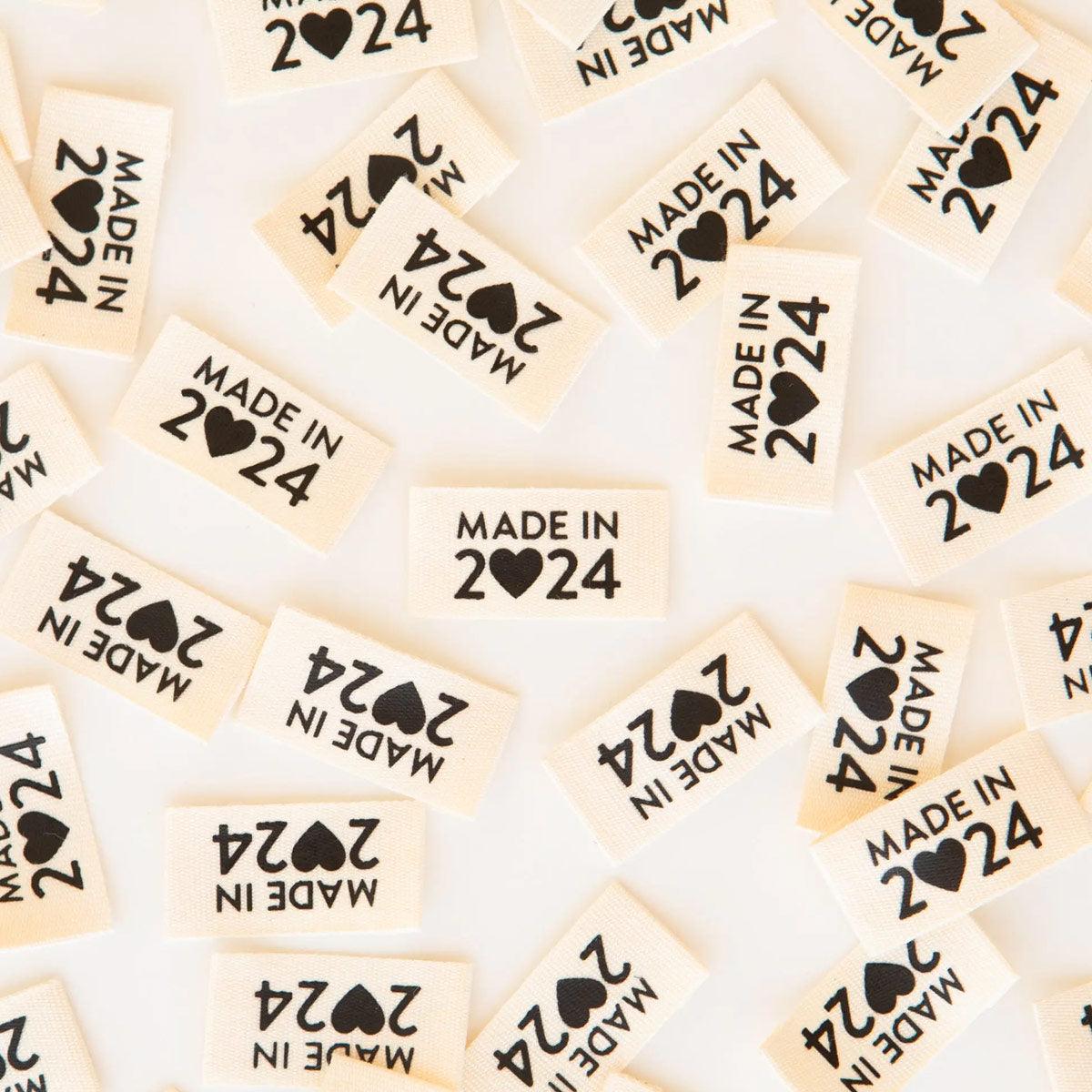 Set of 8 woven labels - Made in 2024 - Black