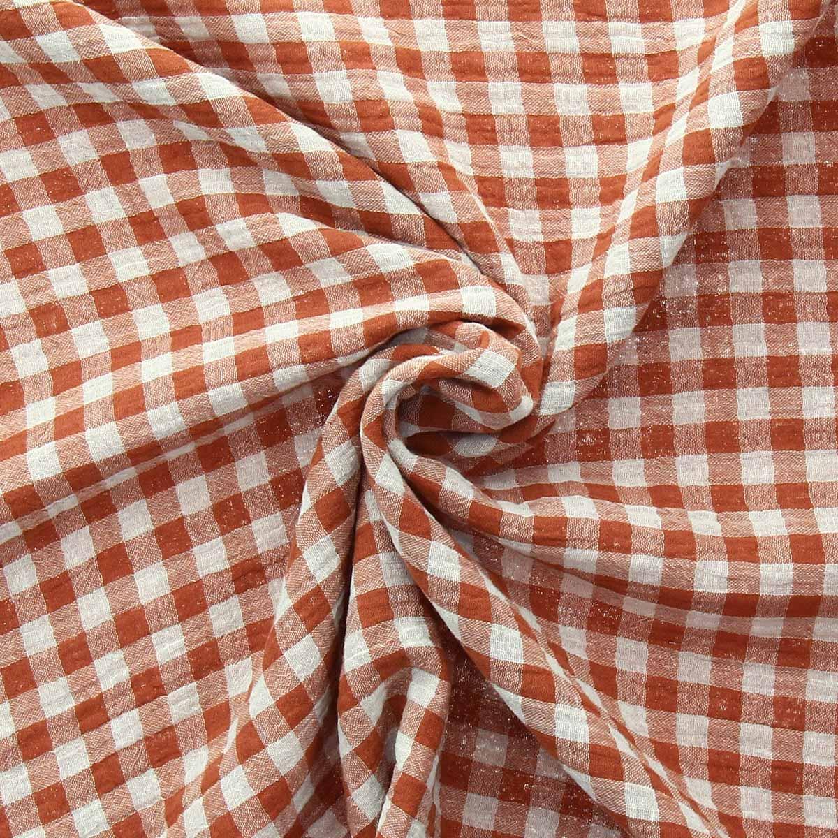 Double fabric gauze ginger greek - cognac and broken white