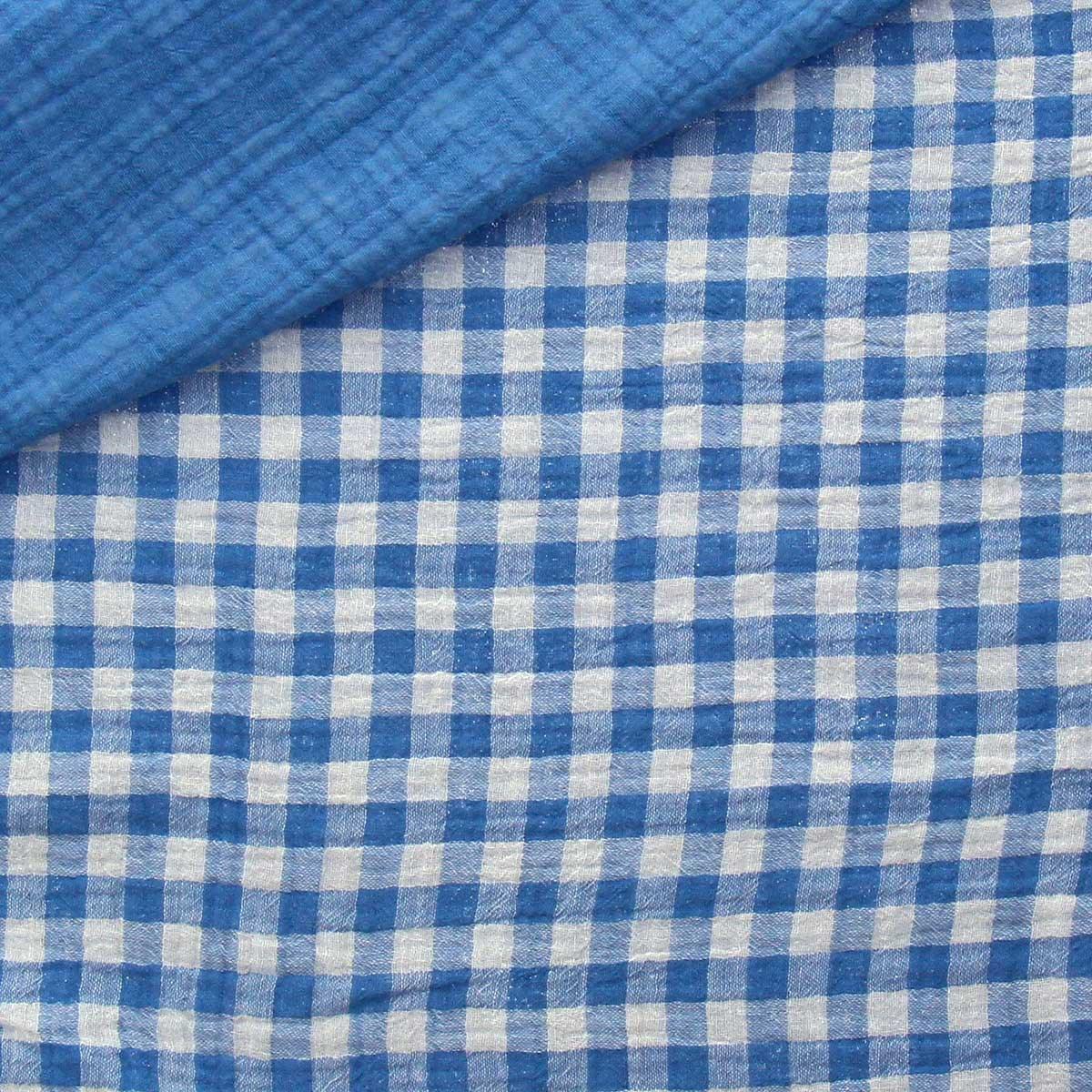 Double fabric gauze ginger gighter - azure and broken white