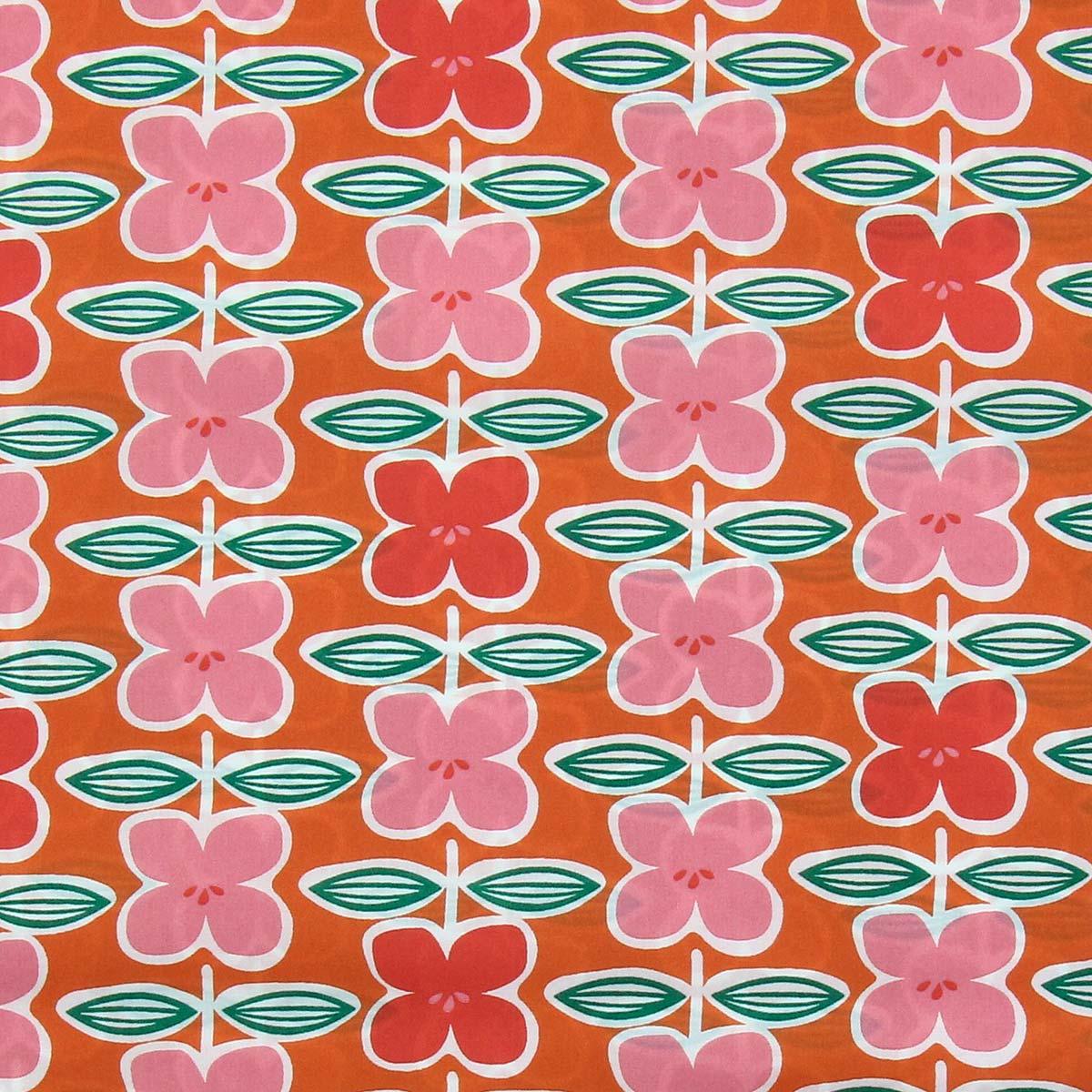 Cotton poplin fabric - retro flowers