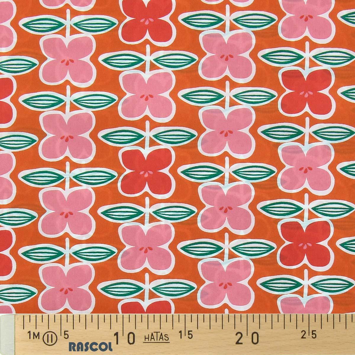 Cotton poplin fabric - retro flowers