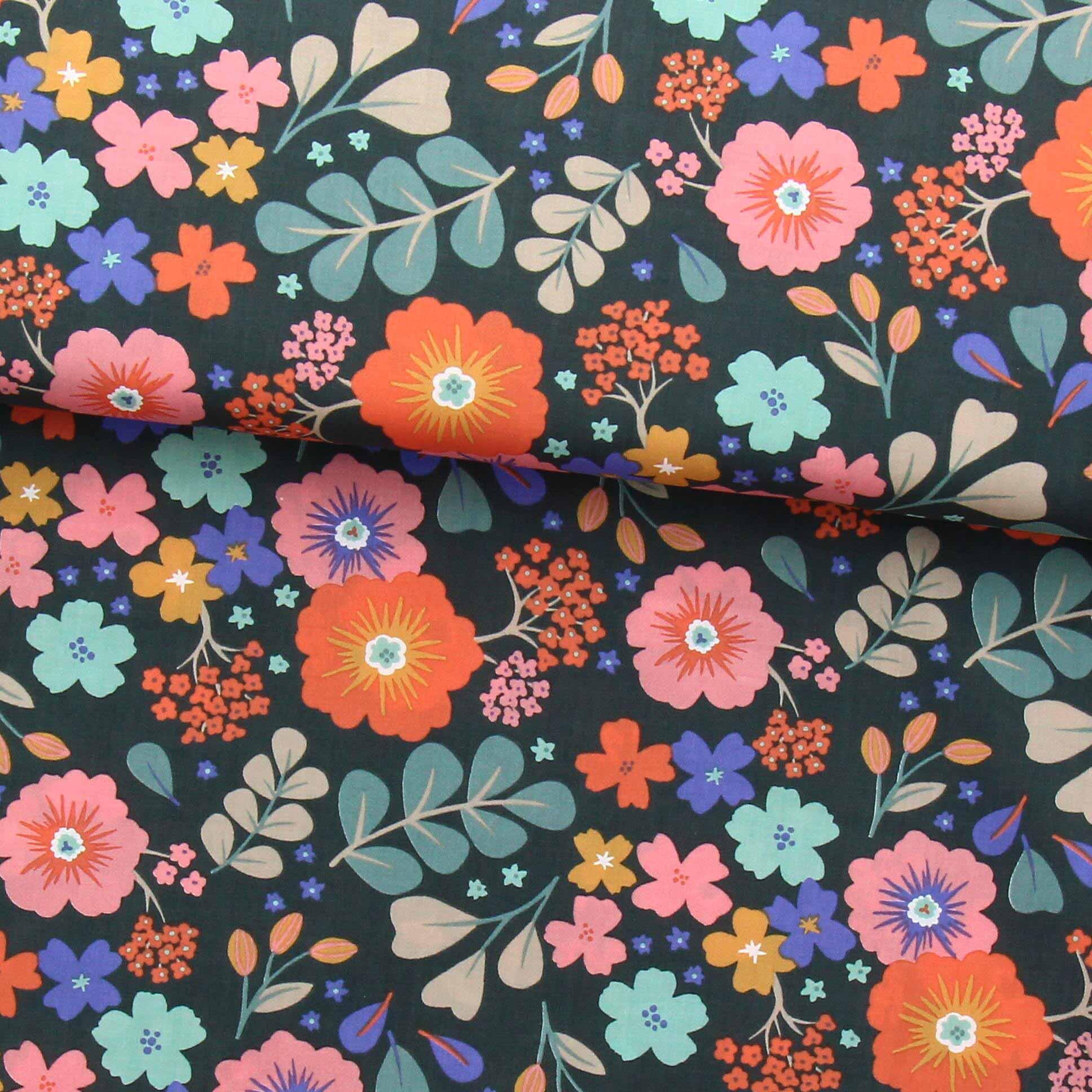 Cotton poplin fabric - Flower bouquet