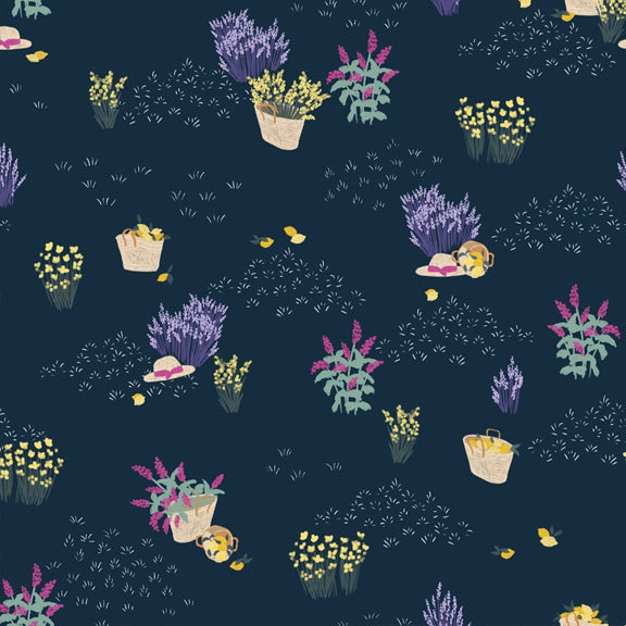 Navy Basket Viscose Fabric - Lise Schneider