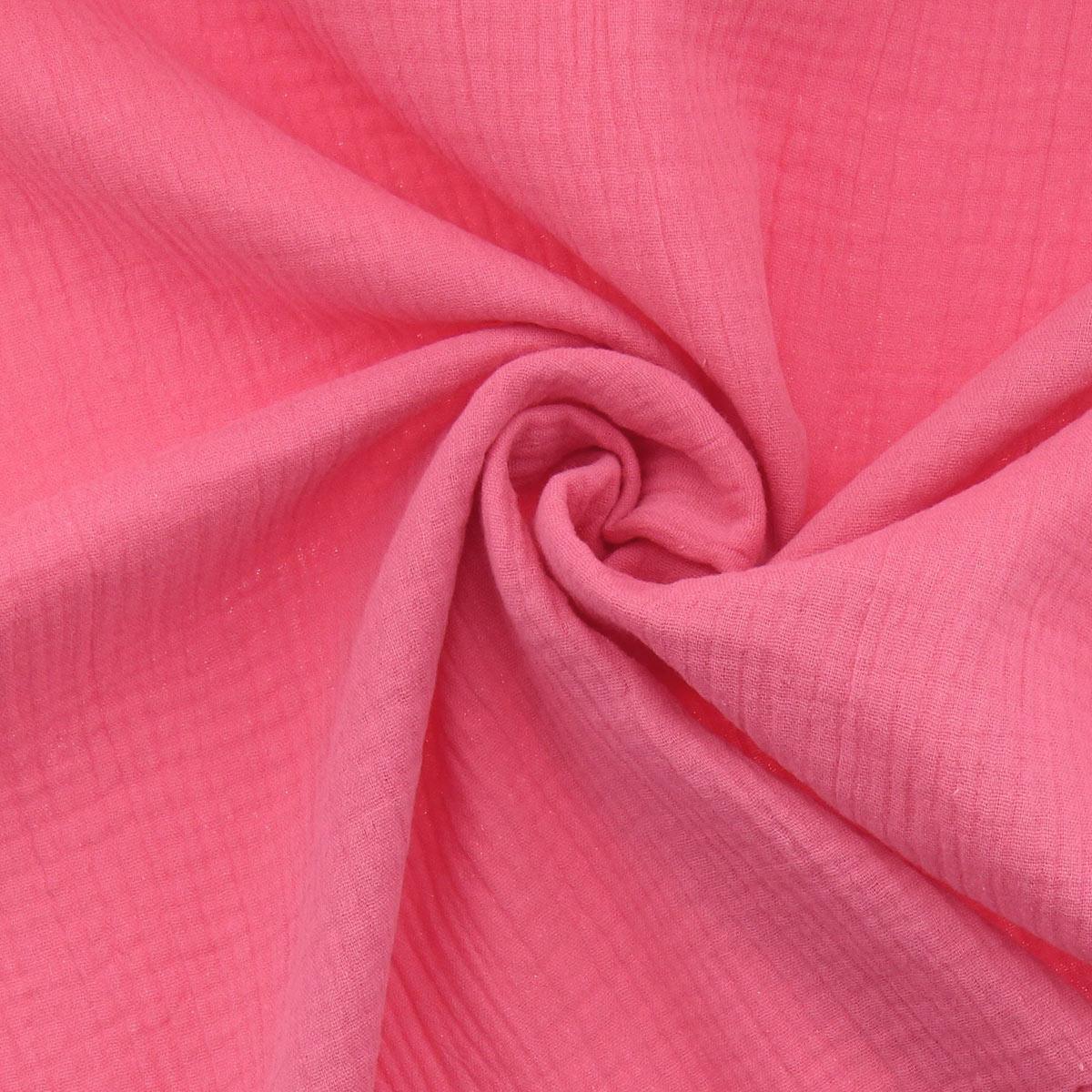 Double cotton gauze fabric - bright pink