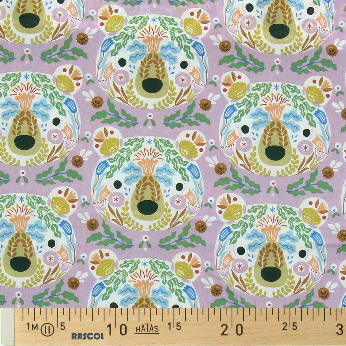 Cotton poplin fabric - Lilac bear