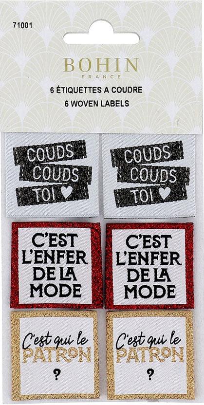 Set of 6 sewing labels - Bold