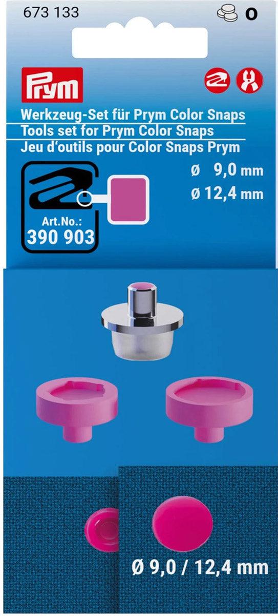 Sets of tools for installation of Pressures Color Snaps 9 and 12.4 mm