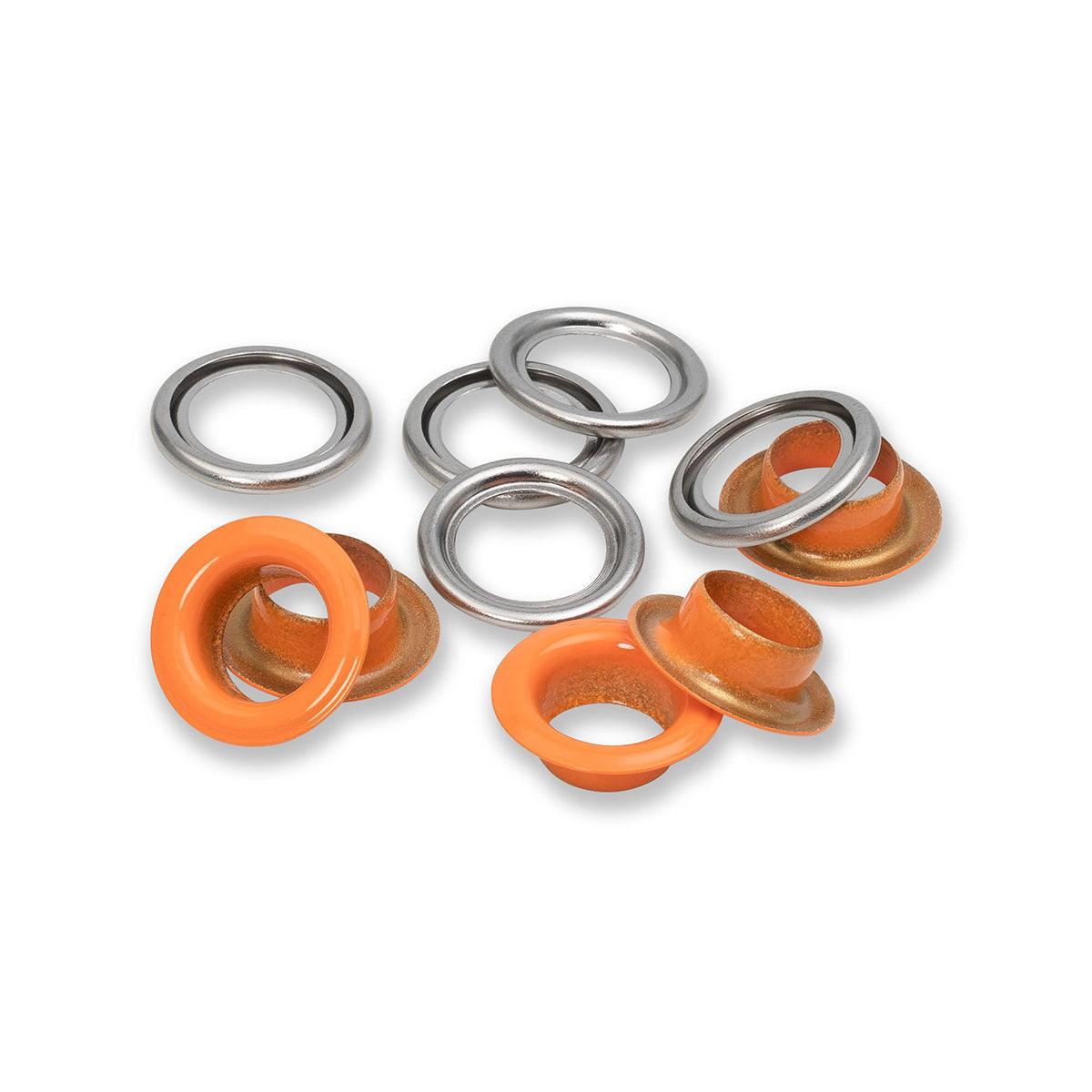 Boite de 15 oeillets avec rondelles 11 mm - Orange