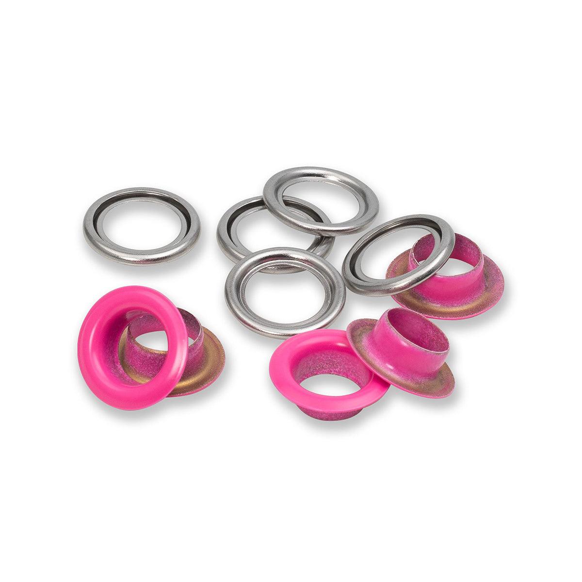 Box of 15 eyelets with 11 mm rings - Fuchsia