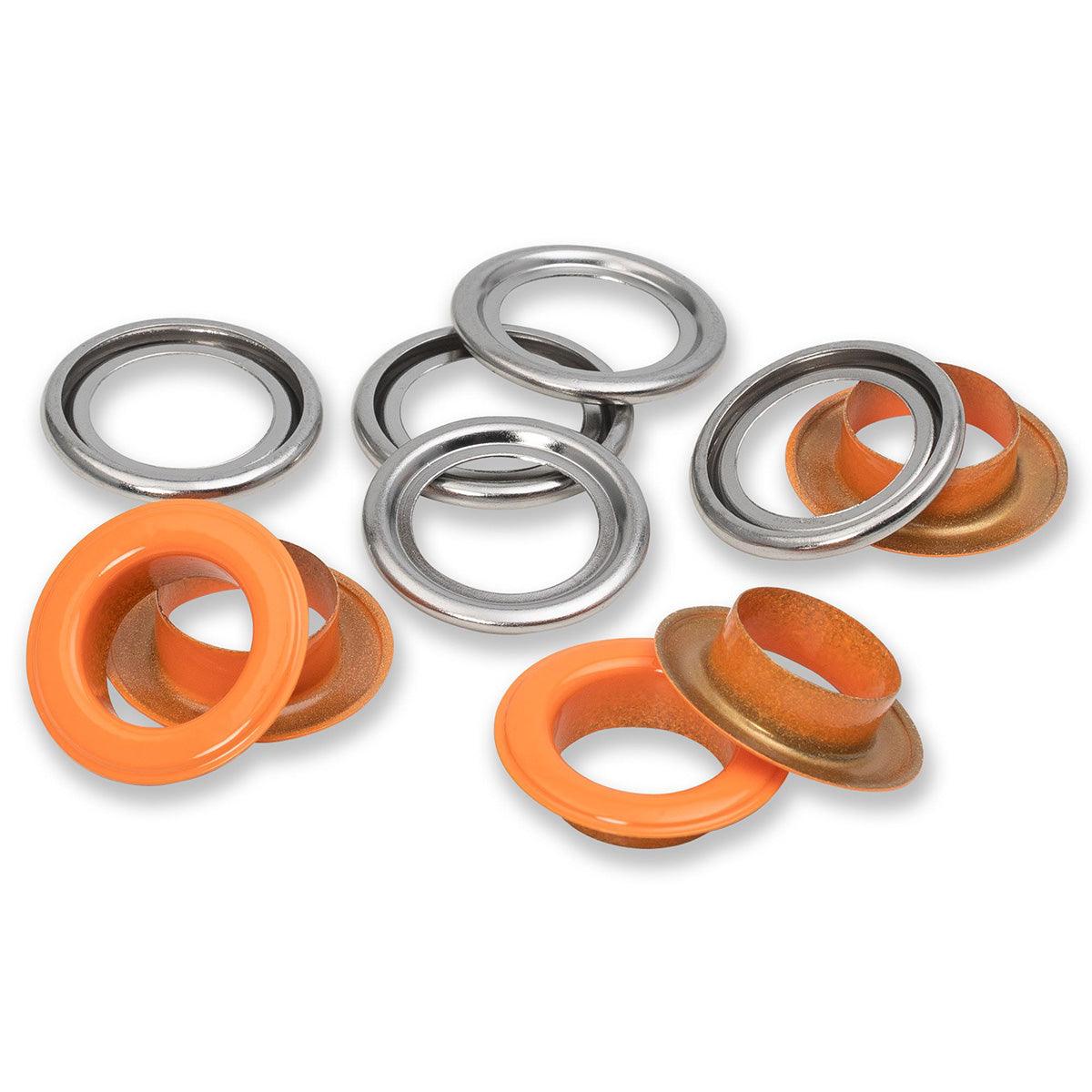 Boite de 15 oeillets avec rondelles 14 mm - Orange