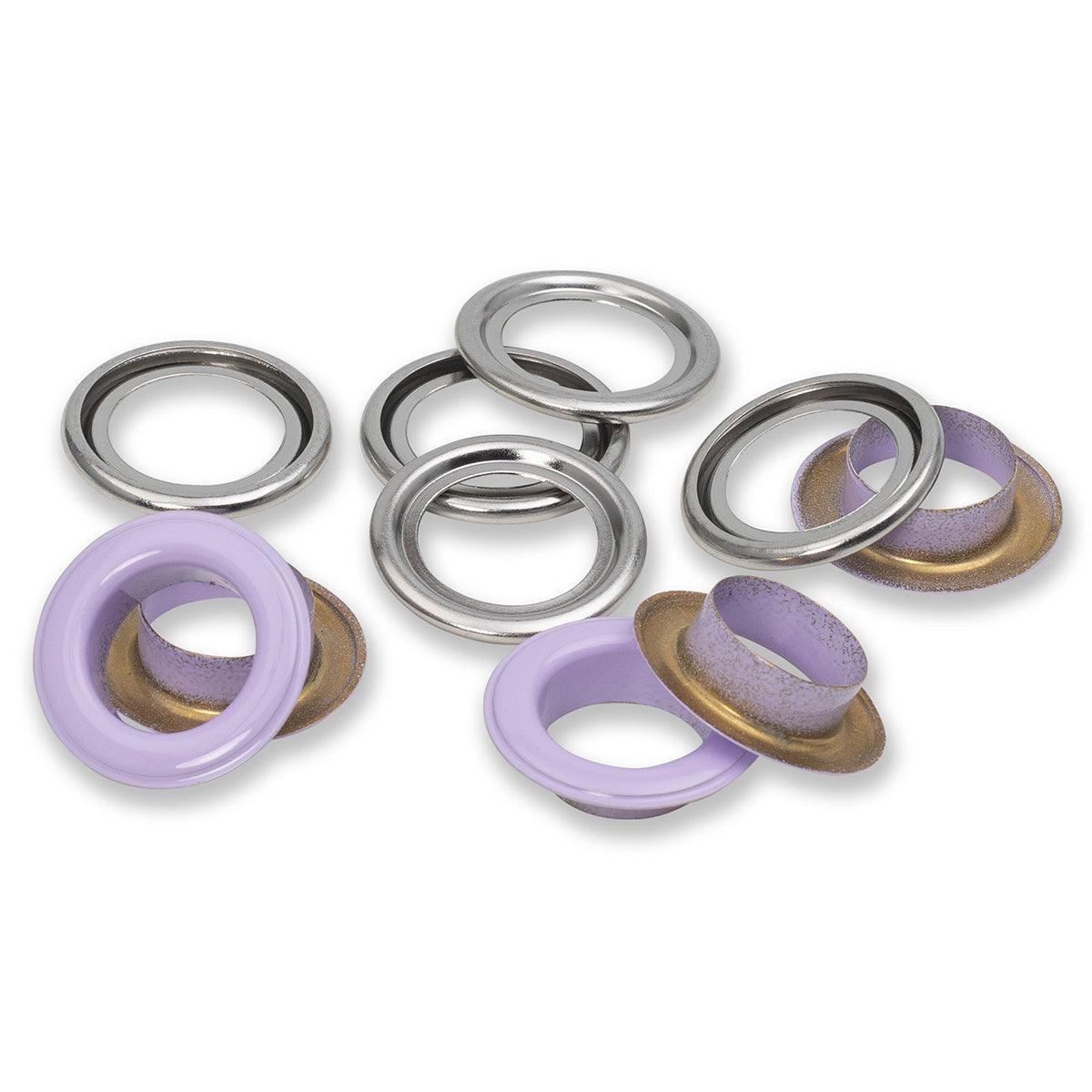 Box of 15 eyelets with 14 mm rings - Lilas