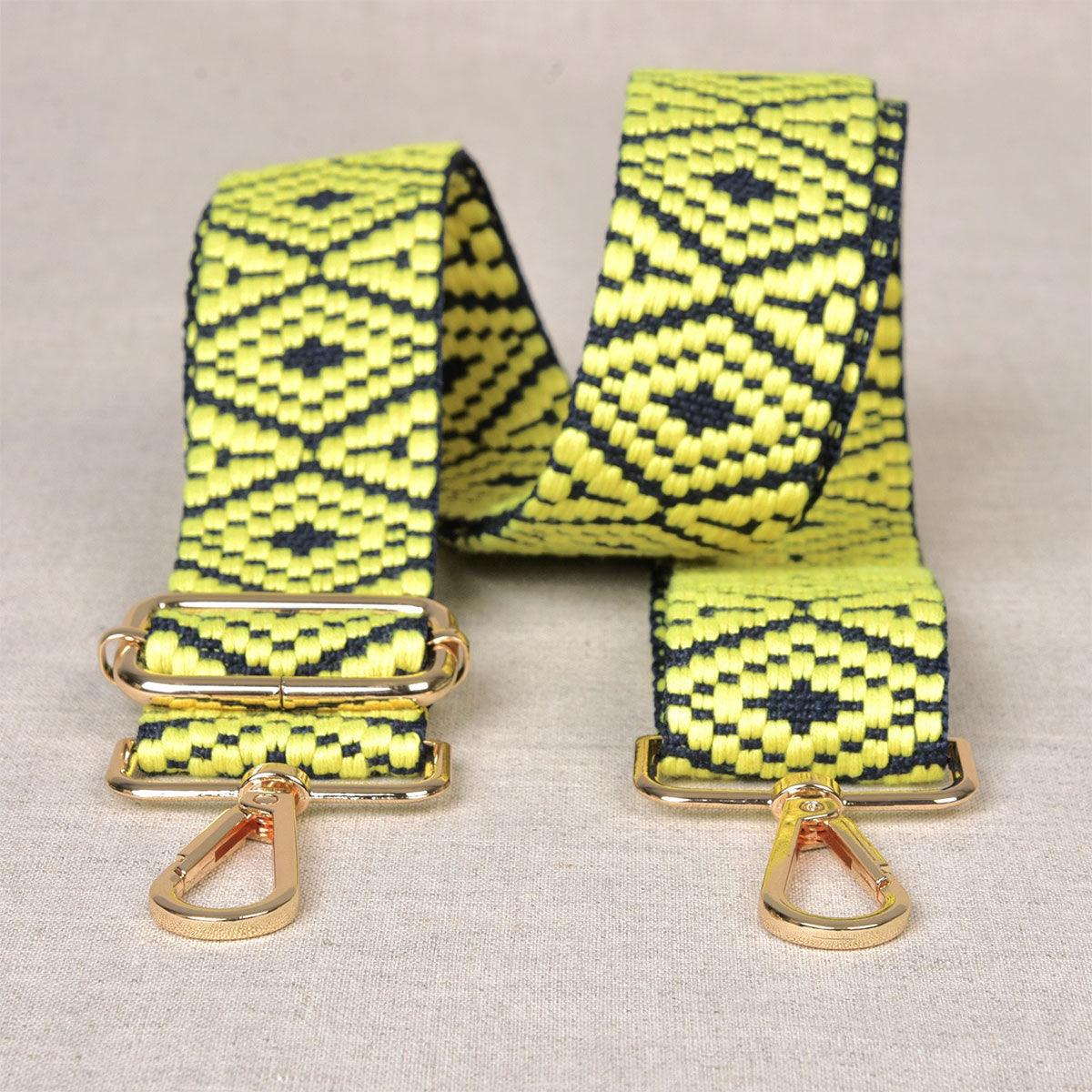 Bag strap with carabiners - yellow ehtnic