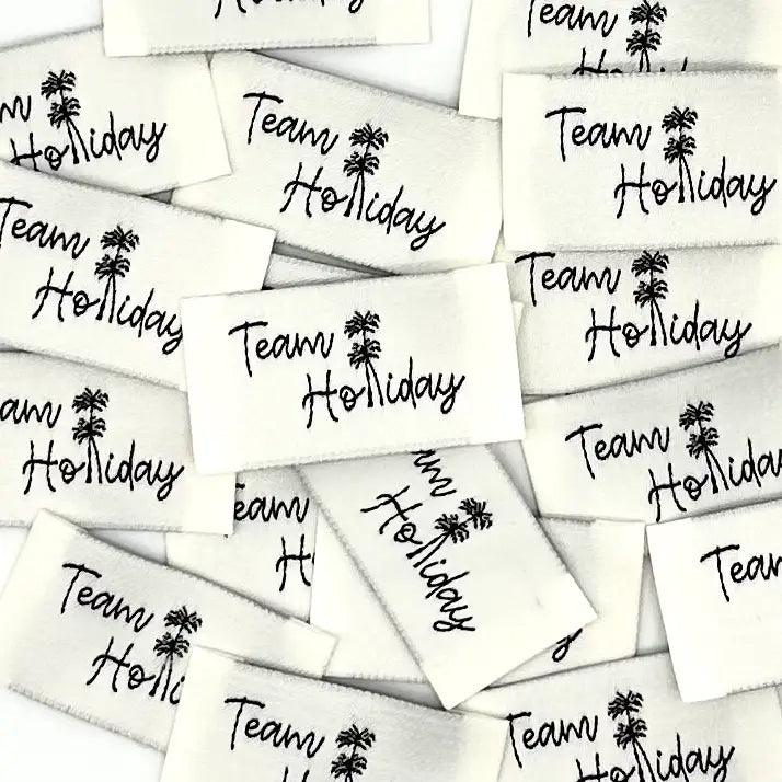 Set of 5 labels woven to sewing Team Holiday