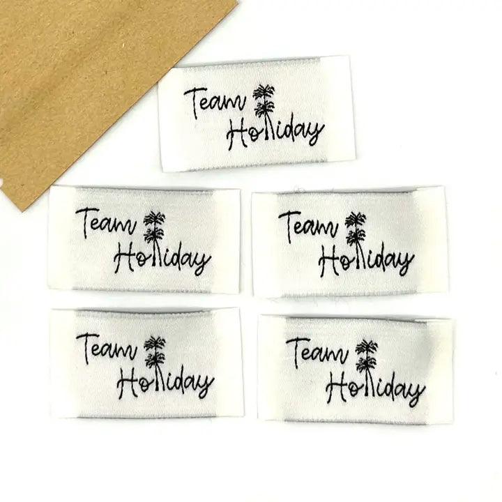 Set of 5 labels woven to sewing Team Holiday