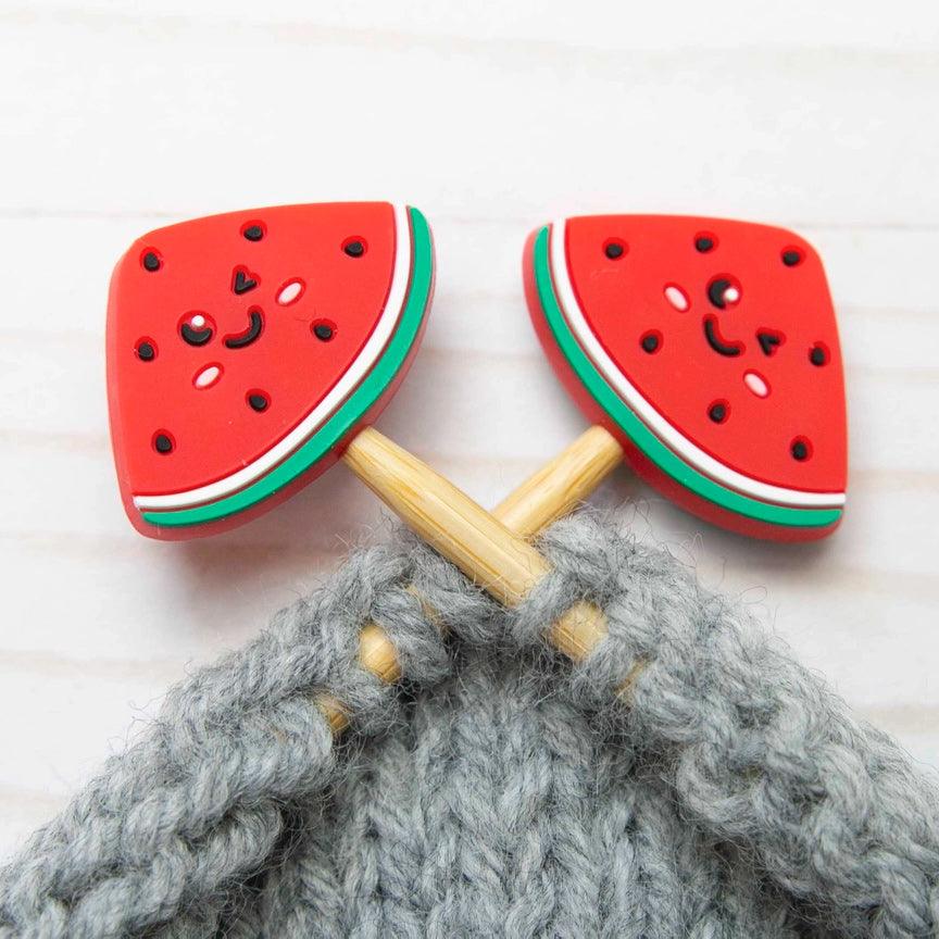 Candling stops for knitting needles - watermelon