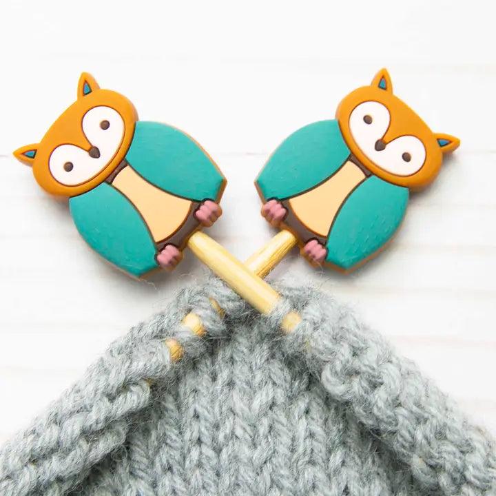 Candling stops for knitting needles - owls