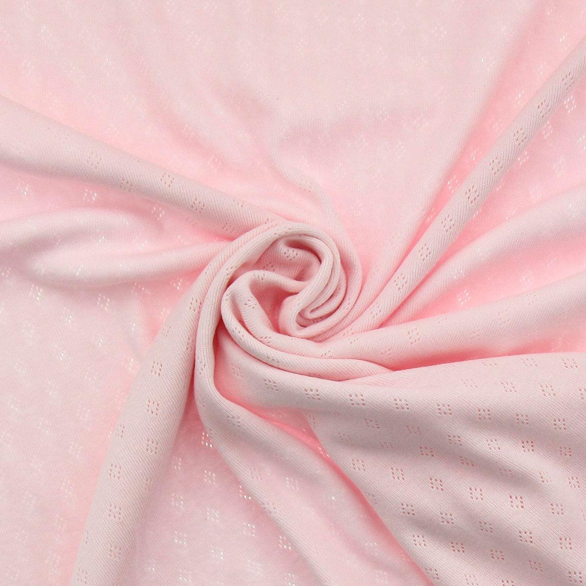 Tissu jersey maille pointelle - Rose clair