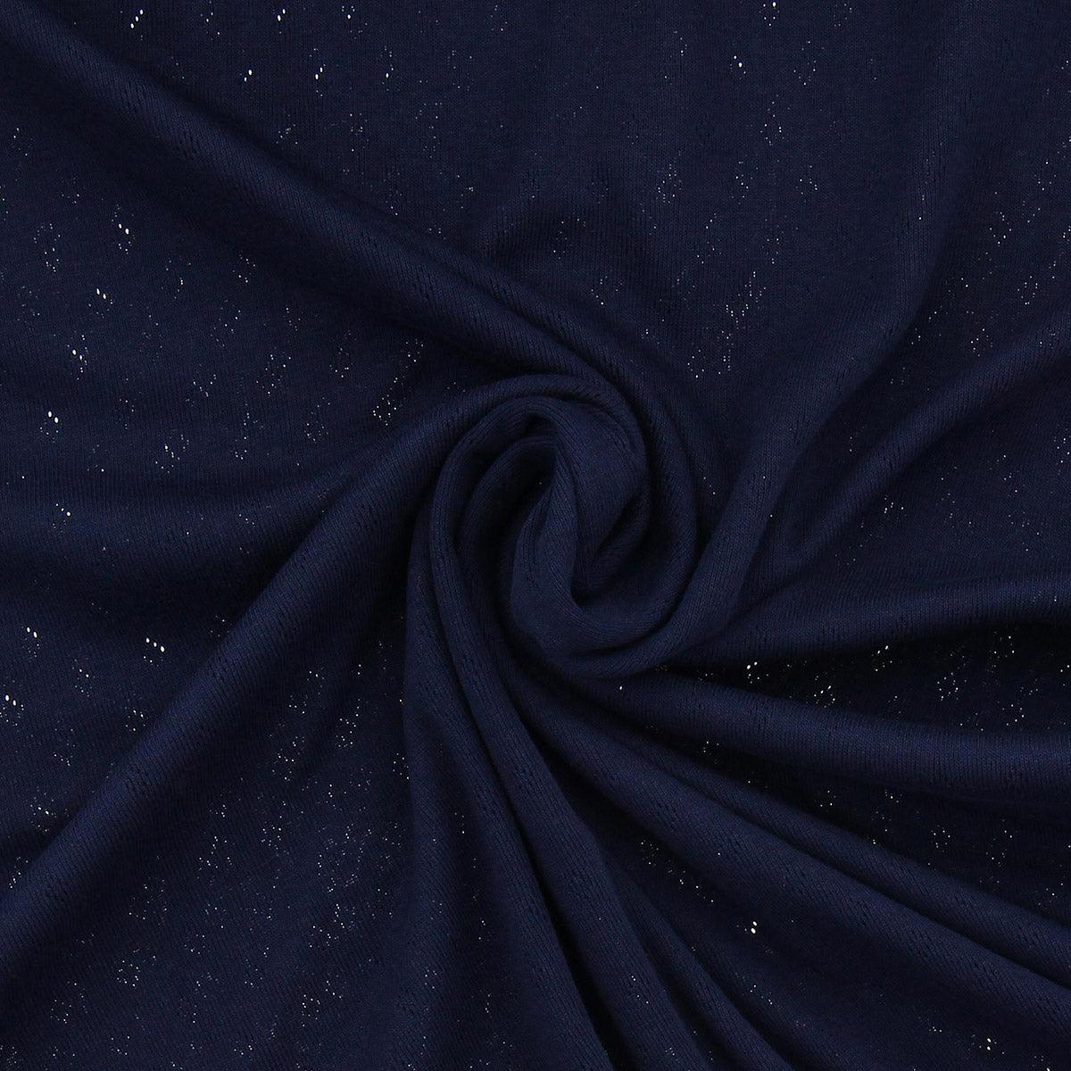 Pointelle mesh jersey fabric - navy blue