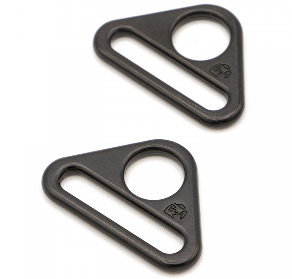 Set de 2 anneaux triangulaires passant 25 mm noir