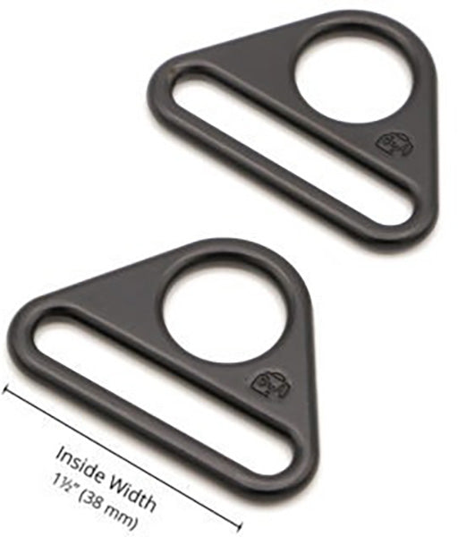 Set de 2 anneaux triangulaires passant 38 mm noir