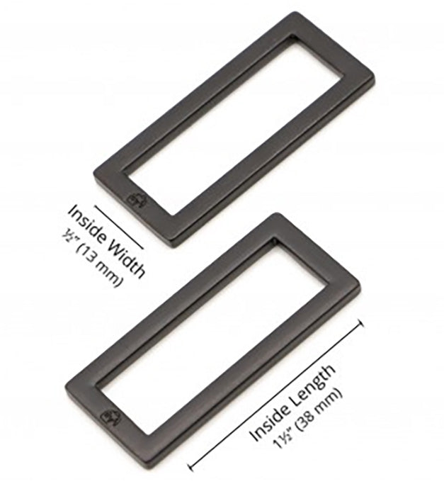 Set of 2 rectangular loops 13 x 38 mm black