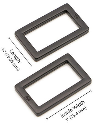 Set of 2 rectangular loops 19 x 25 mm black