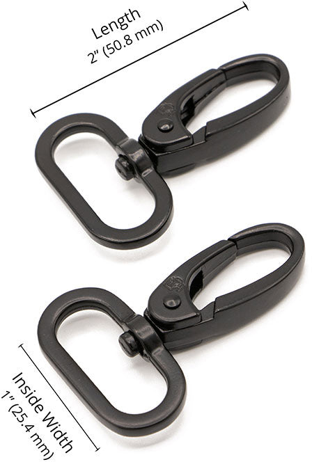 Set of 2 carabiners passing 25 mm black