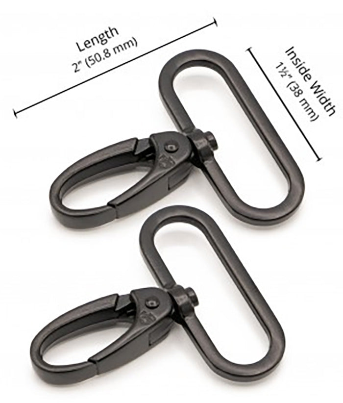 Set of 2 carabiners passing 38 mm black