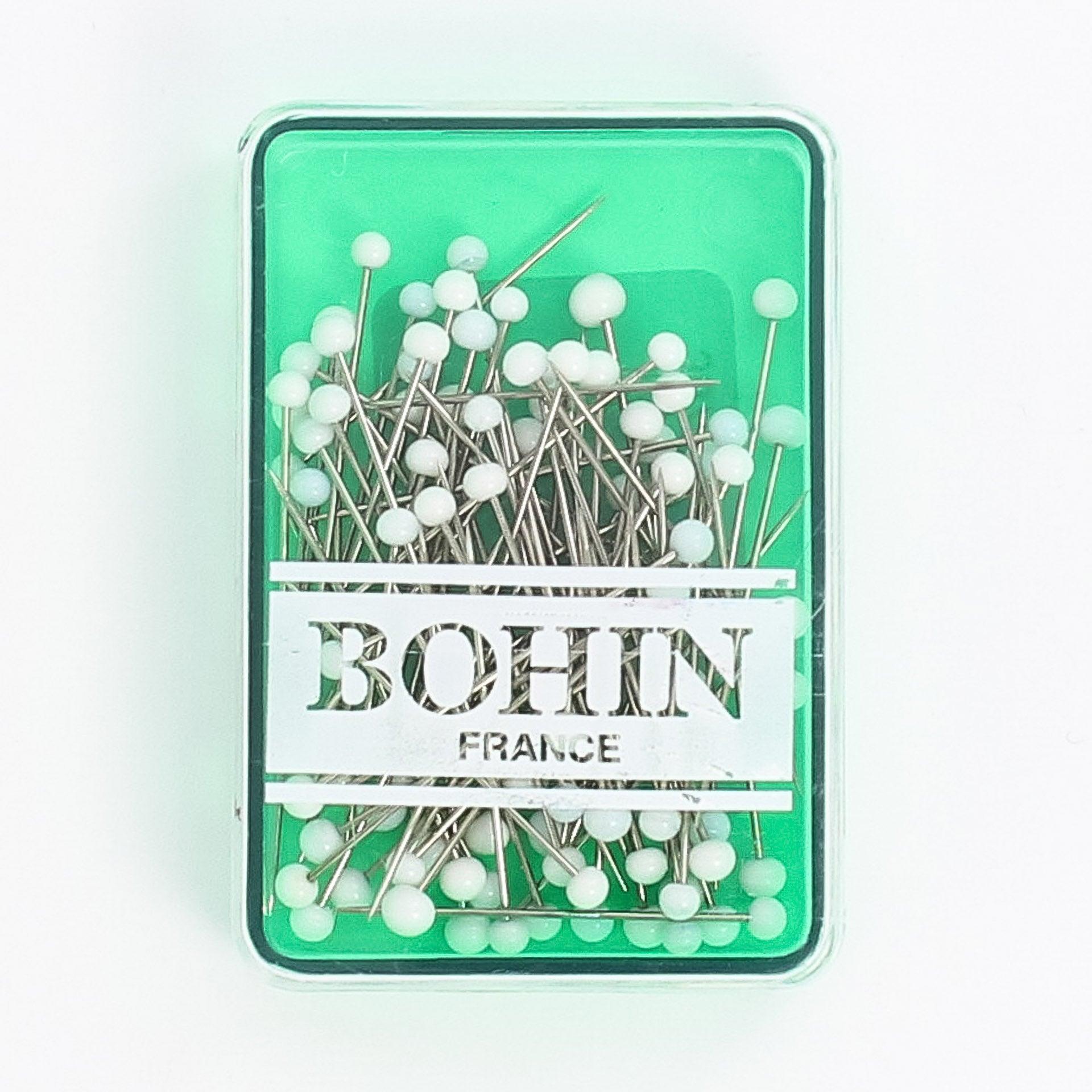 Box of 80 extra-fine pins Bohin white glass head