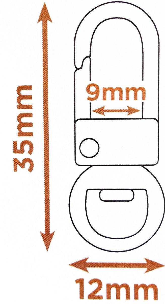 Set of 10 mini swivel musquetons - gold 35 x 12 mm