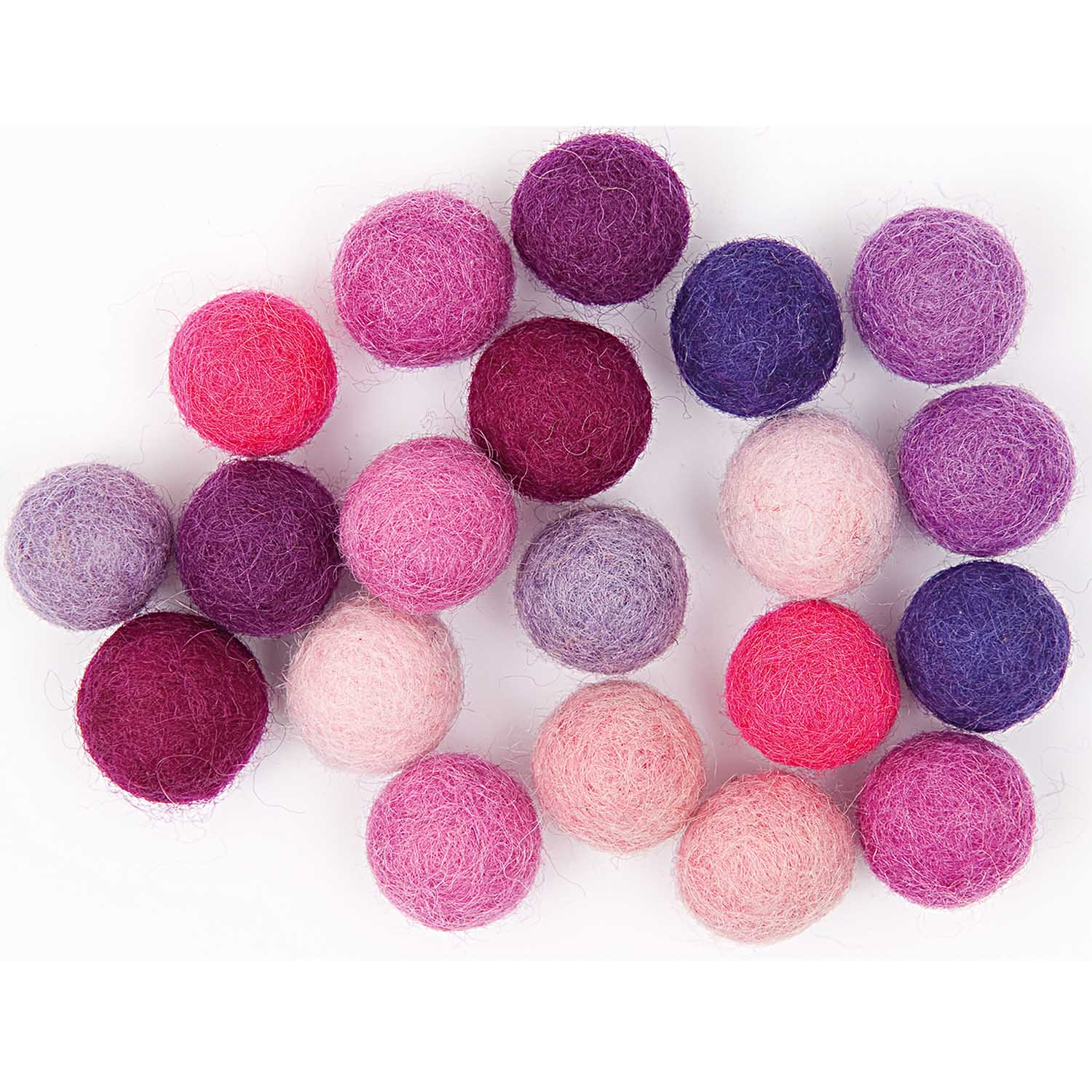 Boules en feutre - Mixte rose et violet