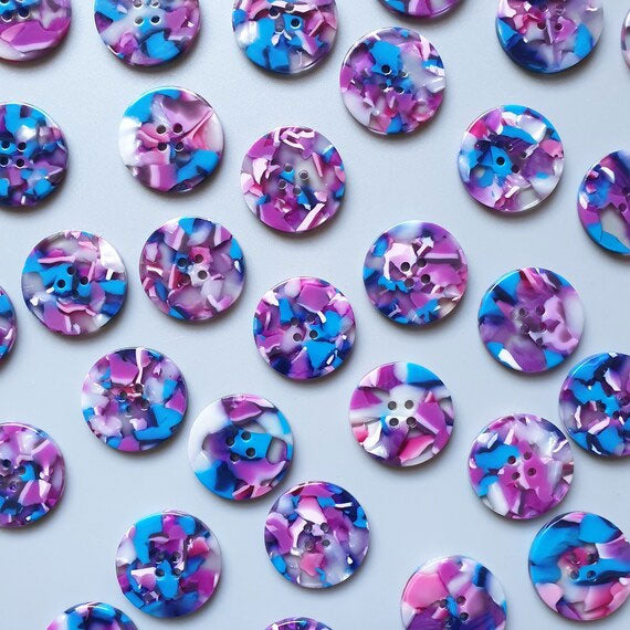 Map of 6 bioresin buttons 25 mm 4 holes - Lucid