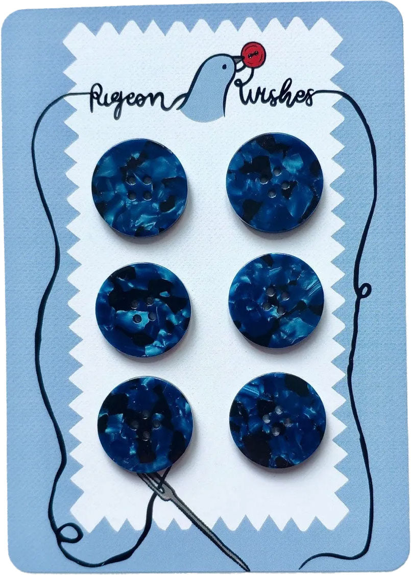 Map of 6 bioresin buttons 25 mm 4 holes - Nightshade