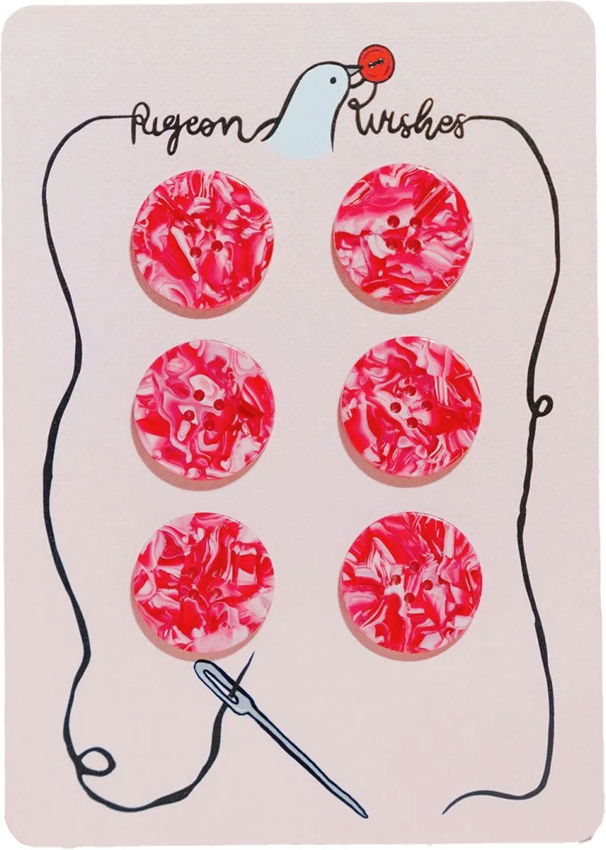 Map of 6 bioresin buttons 25 mm 4 holes - Barbiecore