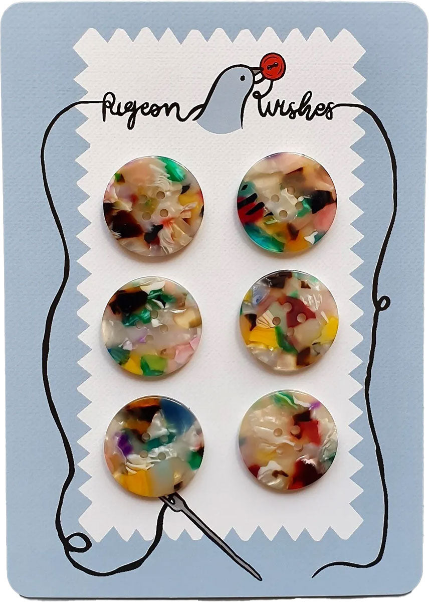 Map of 6 bioresin buttons 25 mm 4 holes - Painterly