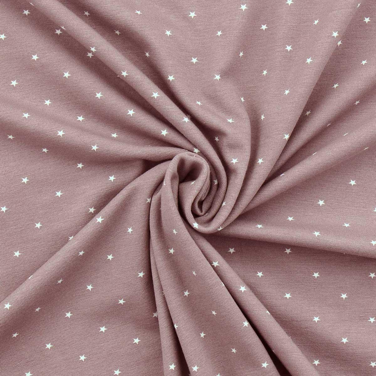 Tissu jersey mini étoiles - Vieux rose