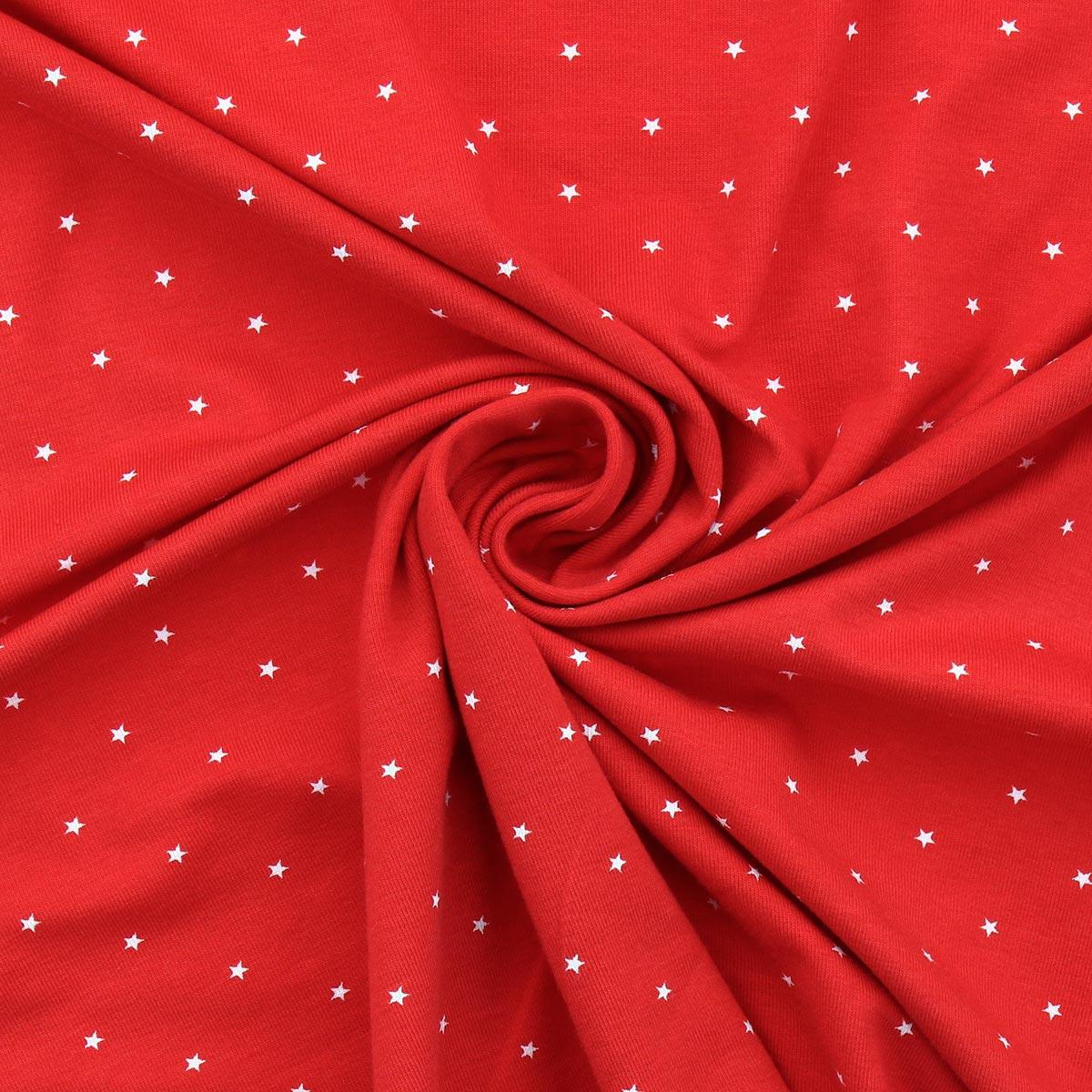 Mini stars jersey fabric - red